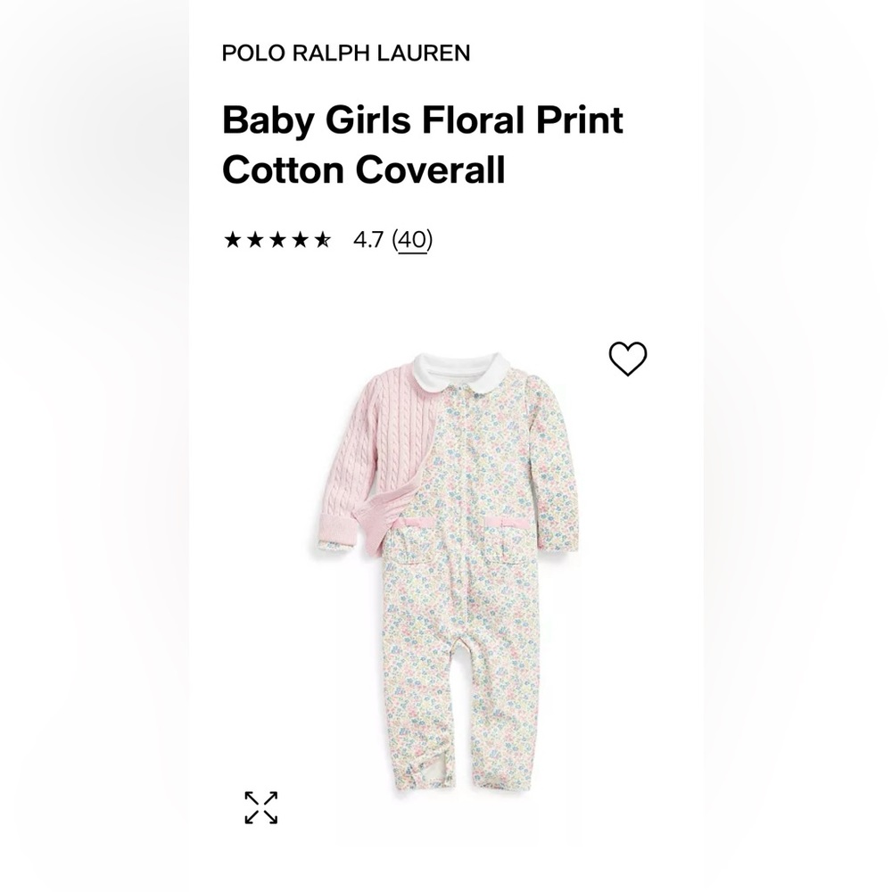 NWT Polo Ralph Lauren Pink Coveralls